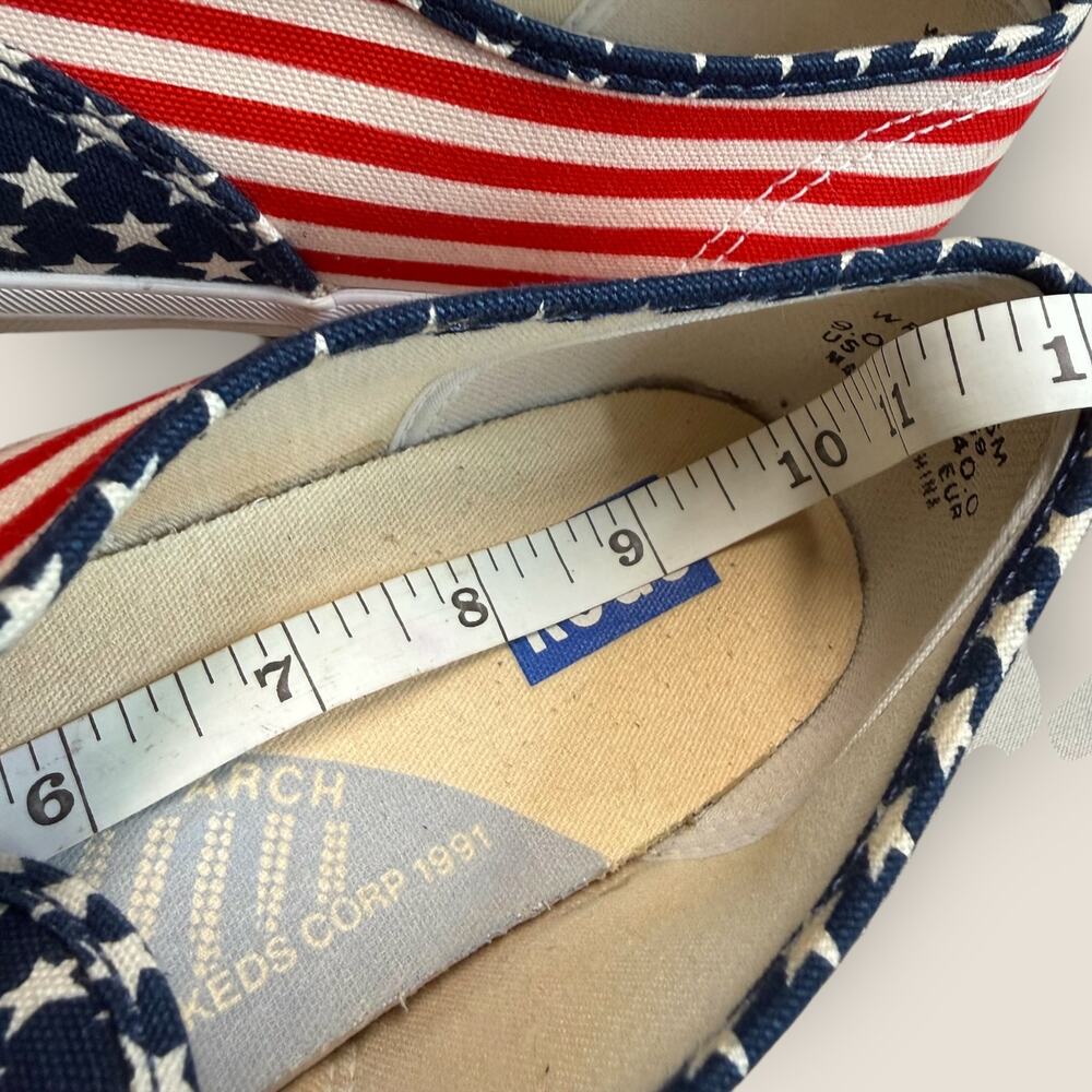 Keds American Flag USA Canvas Sneakers Women Size 9 Lace Up Red White Blue Stars - Picture 9 of 9